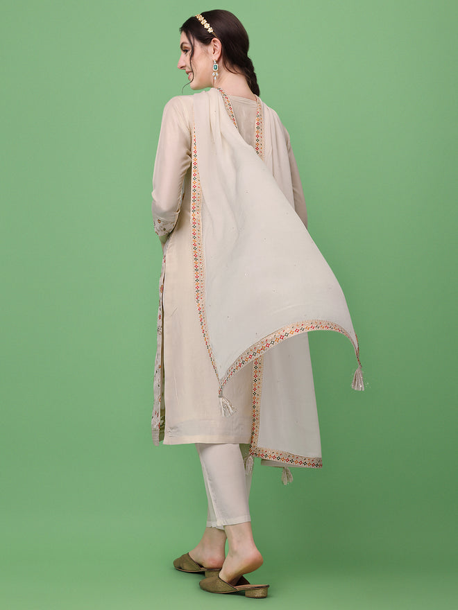 Cream Meena Jacquard Kurta Suit Set Product vendor