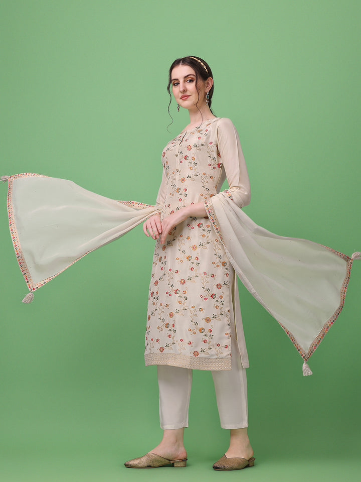 Cream Meena Jacquard Kurta Suit Set Product vendor