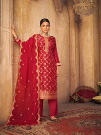 Red Jacquard Kurta Suit Set Product vendor