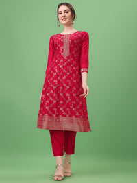Red Jacquard Kurta Suit Set Product vendor