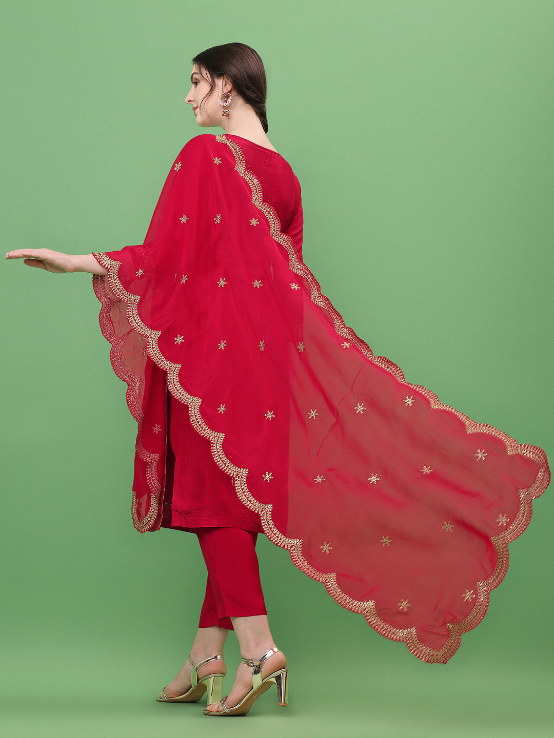 Red Jacquard Kurta Suit Set Product vendor