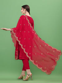 Red Jacquard Kurta Suit Set Product vendor