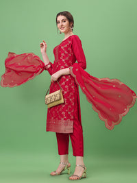 Red Jacquard Kurta Suit Set Product vendor