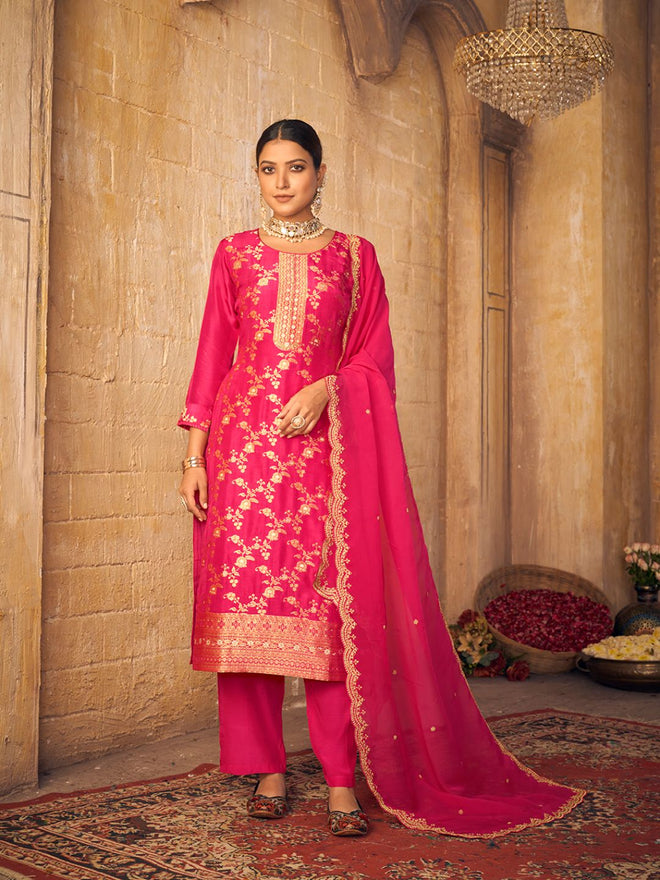 Pink Jacquard Kurta Suit Set Product vendor