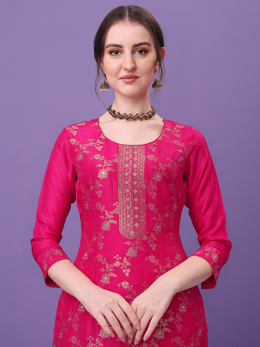 Pink Jacquard Kurta Suit Set Product vendor
