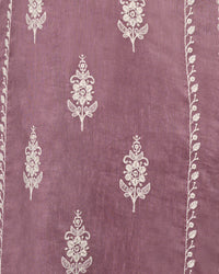 Lavender Thread Embroidery Straight Kurta With Dyed Trousers And Embroidery Dupatta