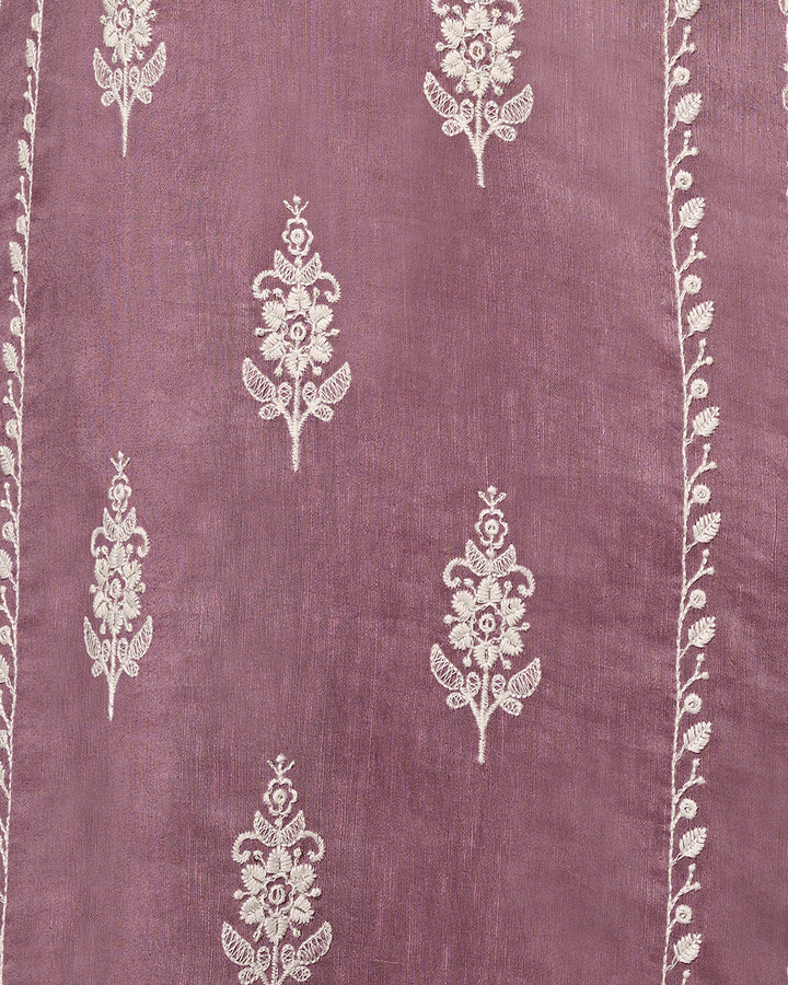 LAVENDER THREAD EMBROIDERY STRAIGHT KURTA WITH DYED TROUSERS AND EMBROIDERY DUPATTA