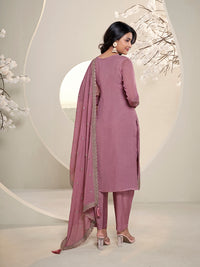 Pink Floral Pattern Schiffli Thread & Sequins Embroidery Kurta Suit Set Product vendor