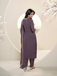 Dark Purple Lucknowi Thread & Sequins Embroidery Kurta Suit Set Product vendor