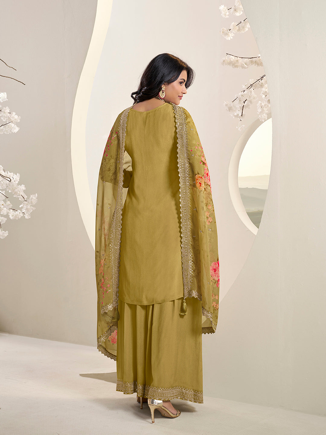Meganta Butti Floral pattern Sequins Embroidered Sharara Suit Set Product vendor