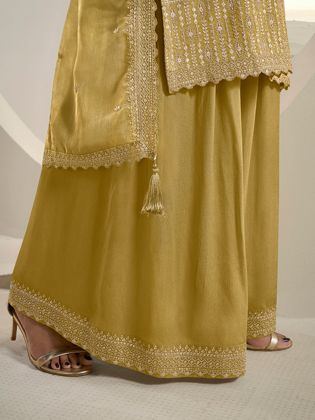 Meganta Butti Floral pattern Sequins Embroidered Sharara Suit Set Product vendor