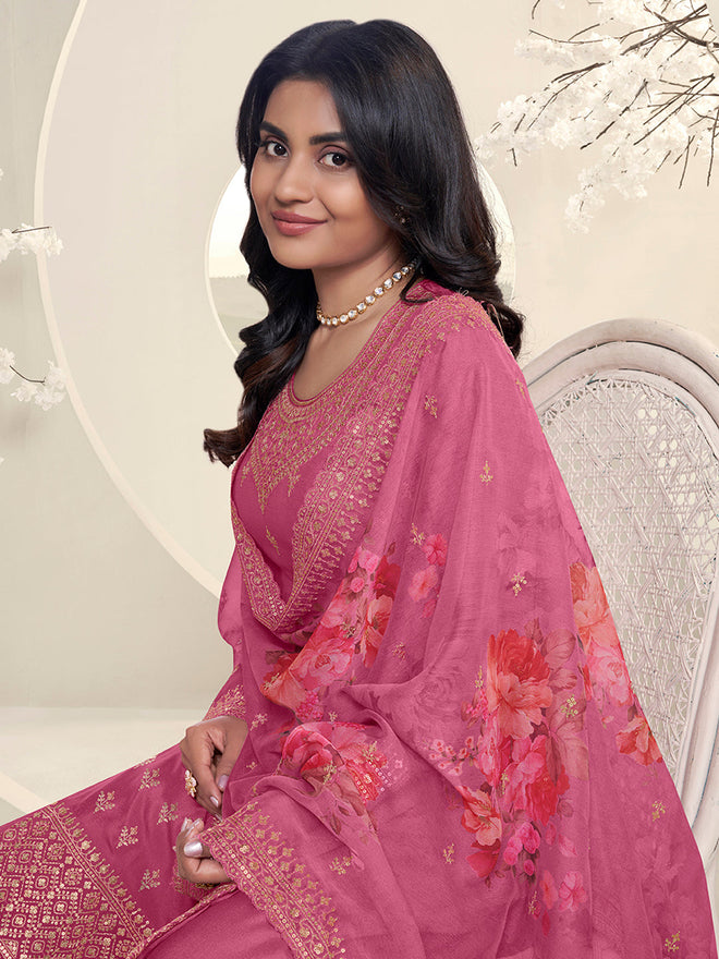 Pink Butti Floral pattern Sequins Embroidered Sharara Suit Set Product vendor