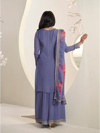 Purple Butti Floral pattern Sequins Embroidered Sharara Suit Set Product vendor