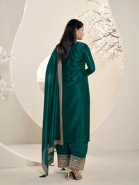 Dark Teal Green Designer Top Adorned with Exquisite Embroidered Palazzo Suit Set Product vendor