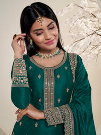 Dark Teal Green Designer Top Adorned with Exquisite Embroidered Palazzo Suit Set Product vendor