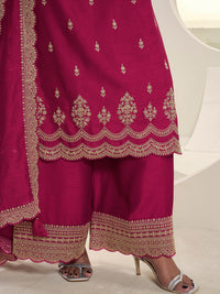 Rani Pink Designer Top Adorned with Exquisite Embroidered Palazzo Suit Set Product vendor