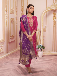 Vivid Burgundy Jacquard Kurta Suit Set Product vendor