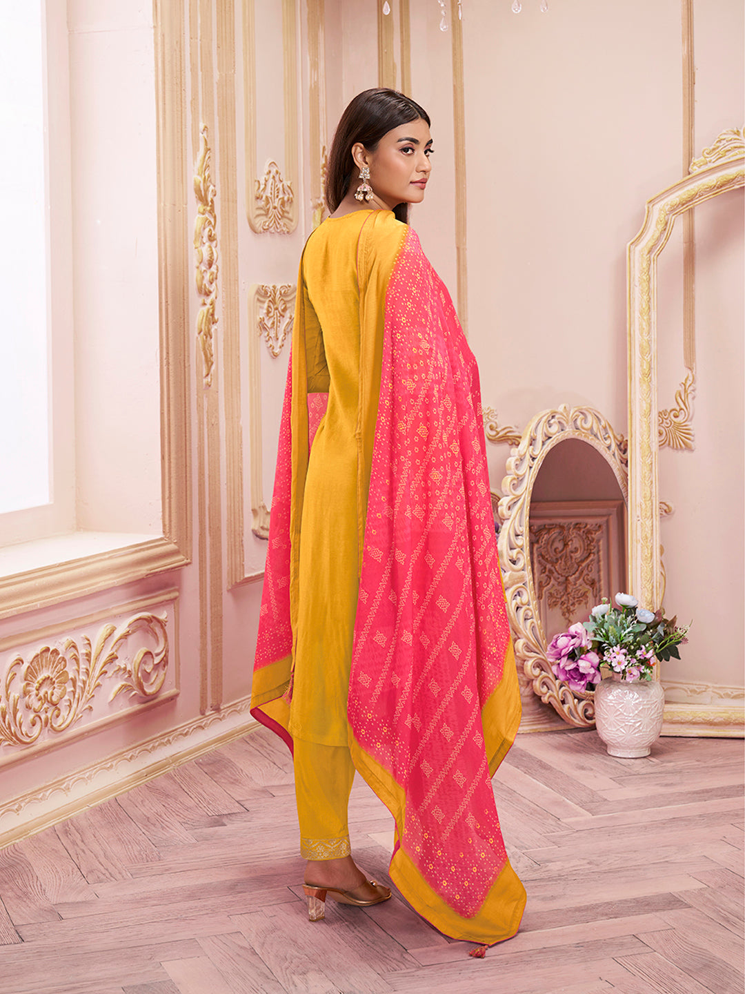 Yellow Jacquard Kurta Suit Set Product vendor