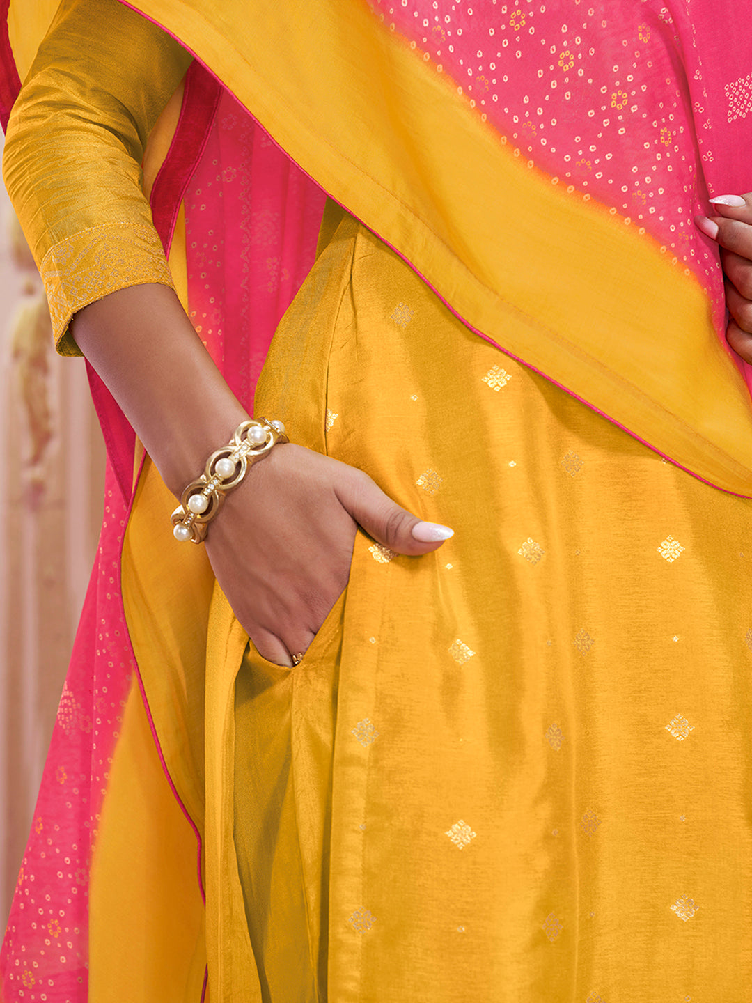 Yellow Jacquard Kurta Suit Set Product vendor