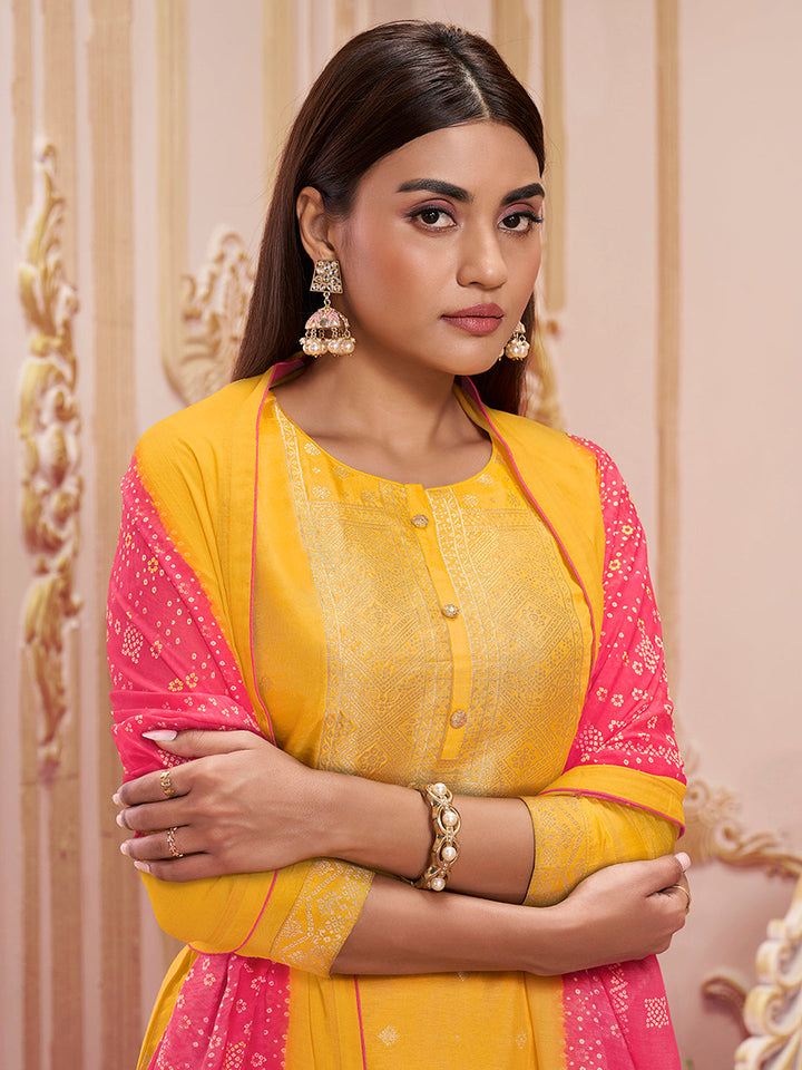 Yellow Jacquard Kurta Suit Set Product vendor