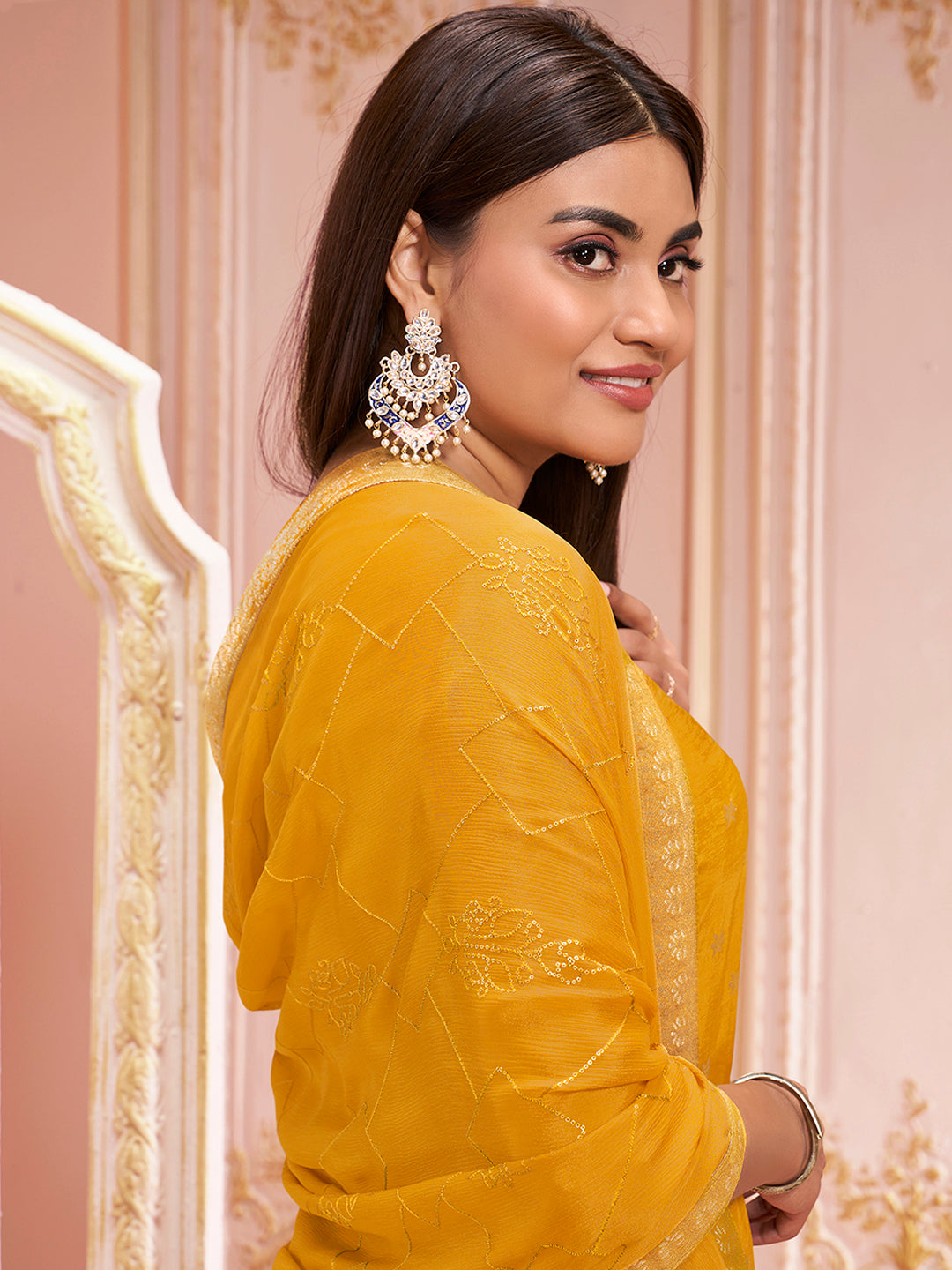 Mustard Jacquard Kurta Suit Set Product vendor