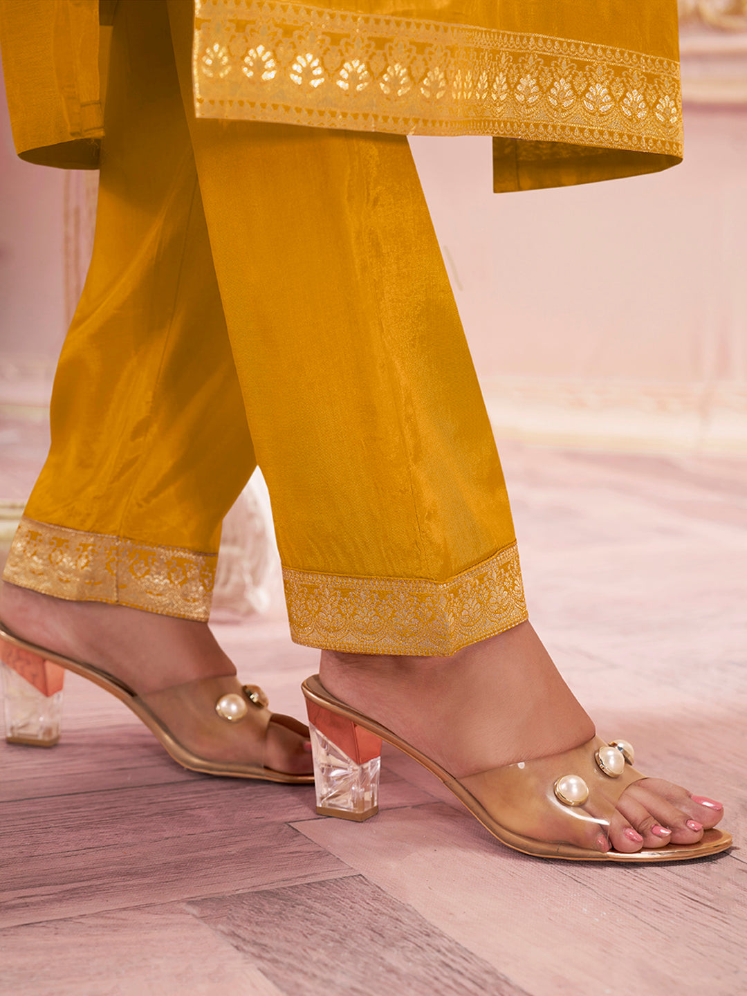 Mustard Jacquard Kurta Suit Set Product vendor