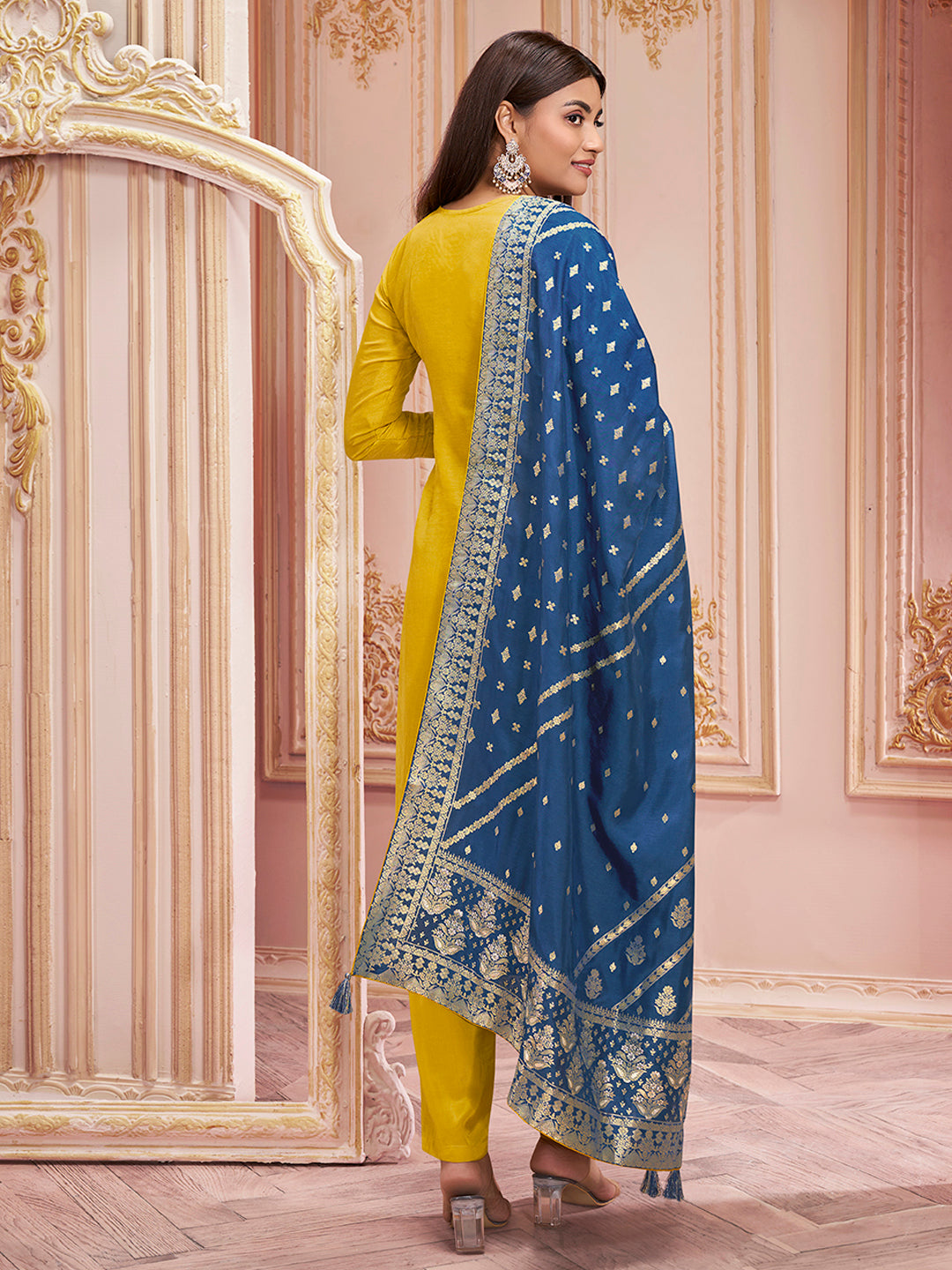 Yellow Jacquard Kurta Suit Set Product vendor