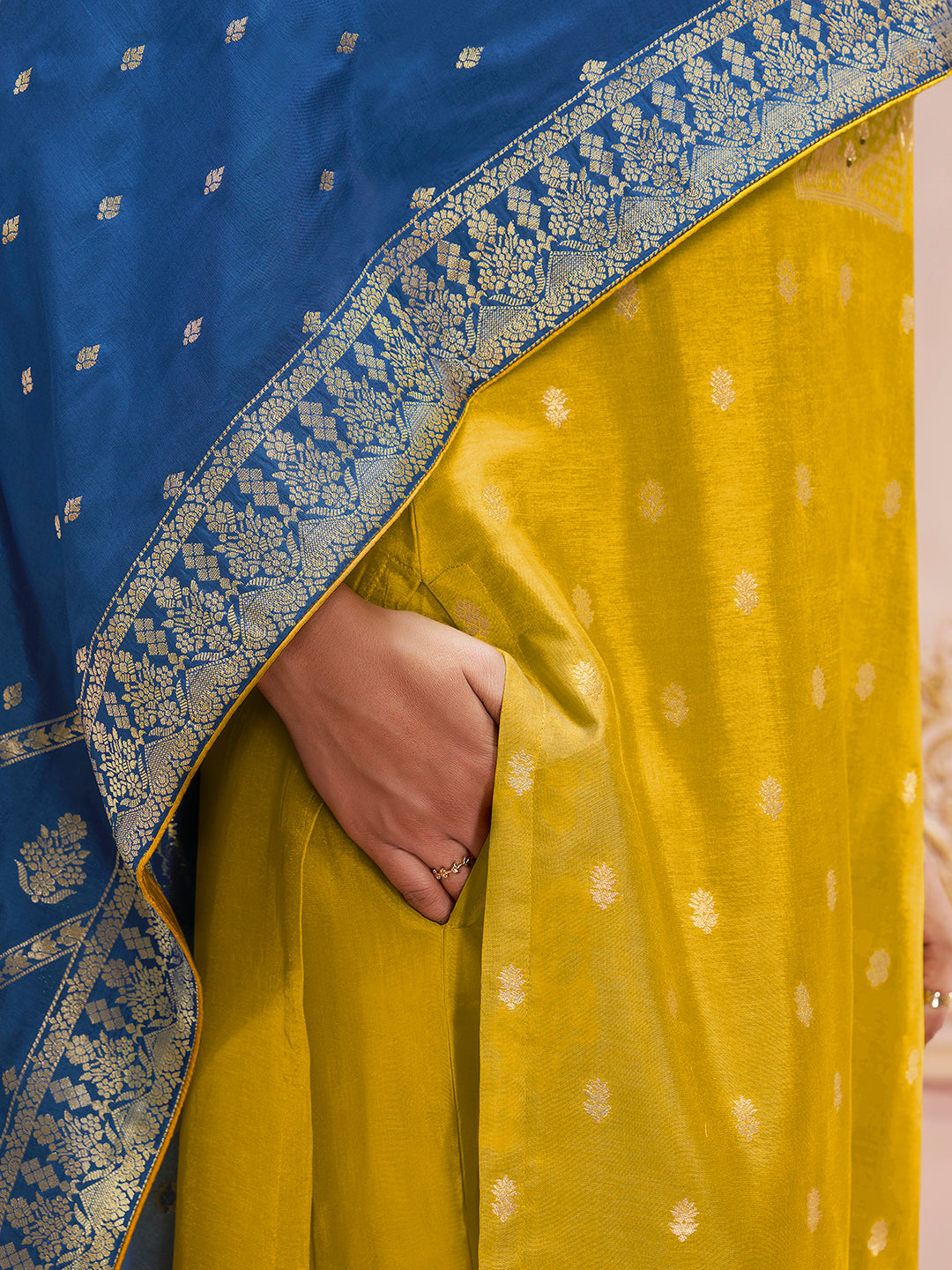 Yellow Jacquard Kurta Suit Set Product vendor