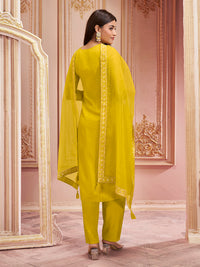 Yellow Panel Jacquard Kurta Suit Set Product vendor