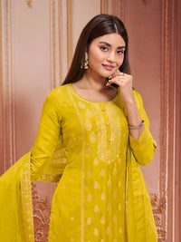 Yellow Panel Jacquard Kurta Suit Set Product vendor