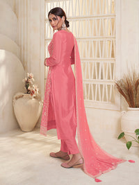 Leavender White Thread Embroidered KurtaPeach White Thread Embroidered Kurta Suit Set Suit Set Product vendor