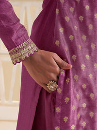 Wine Dola Jacquard with Heavy Sequins Embroidery Kurta Suit set