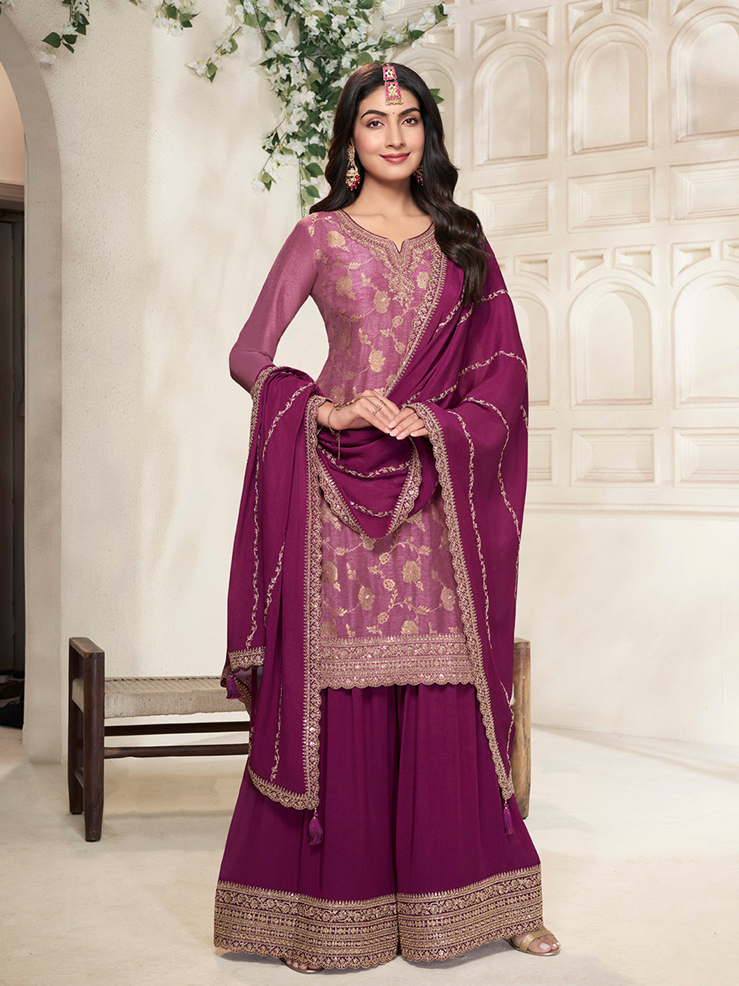 plus size sharara dress party wear Plus Size Printed Regular Sequinned Sharara set with Dupatta