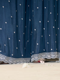 Embroidered Blue Chinon Top with Sequin Detailing and Matching Sharara Suit Set