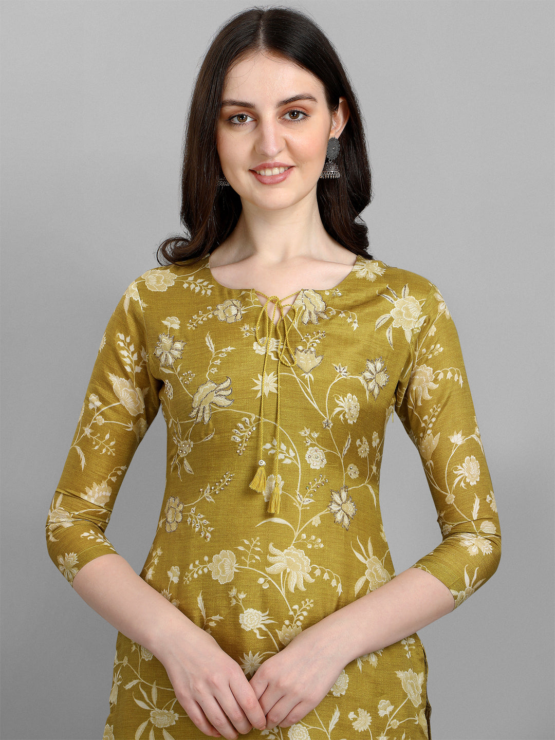 Olive Green Printed Kurta Suit Set Product vendor