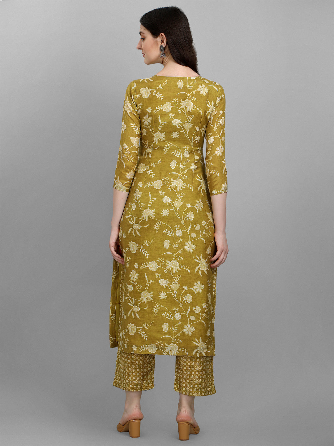Olive Green Printed Kurta Suit Set Product vendor