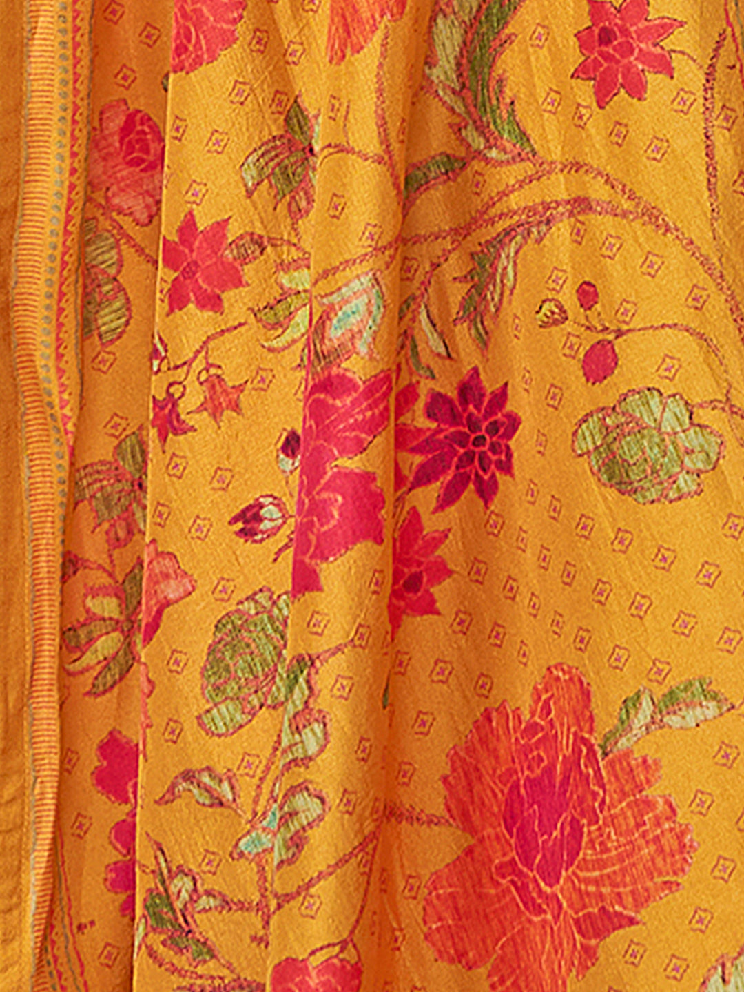 Yellow Chinon Kurta Set with Embroidered Work Paired with Digital Printed Dola Silk Dupatta