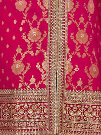 Hot Pink Chinon Kurta Set with Heavy Jacquard Work Paired with Chinon Dupatta with Embroidered Work