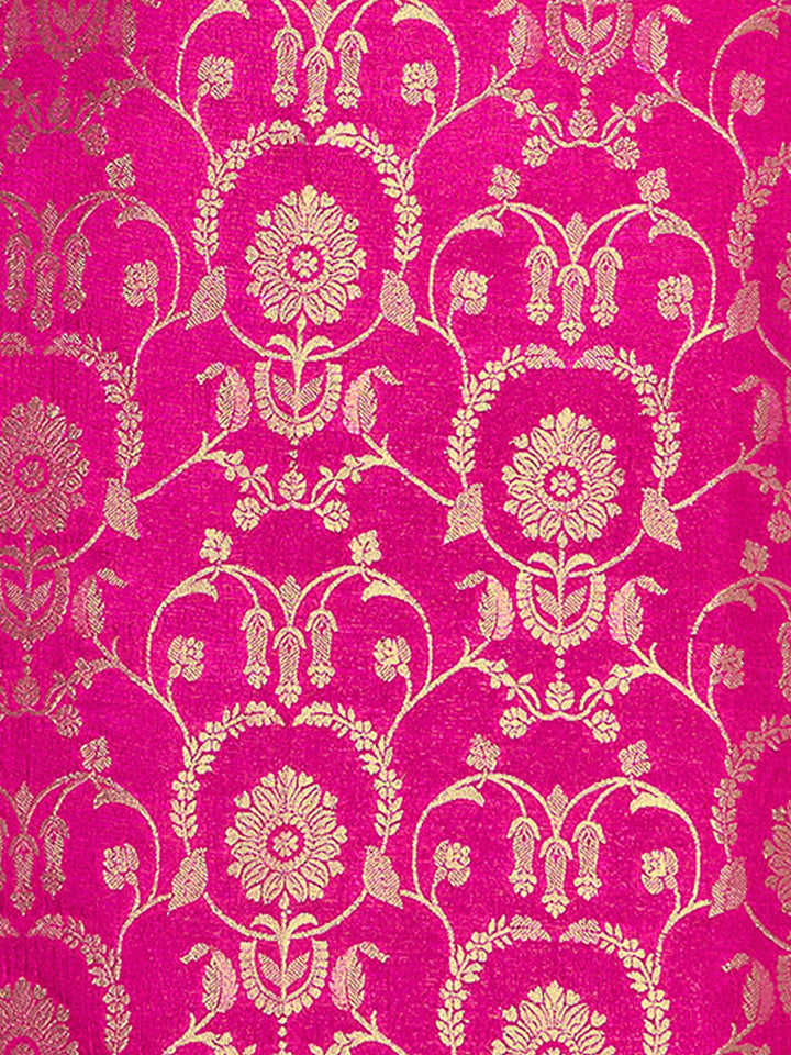 Pink Chinon Kurta Set with Jacquard and Zari Work, Paired with an Organza Dupatta