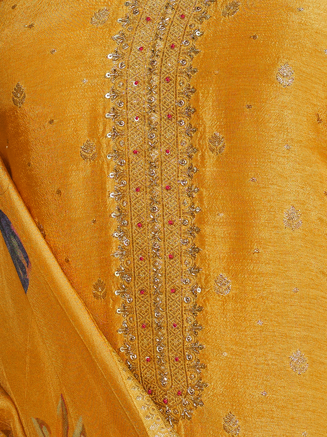 Yellow Dola Silk Kurta Set with Jacquard Work, Paired with a Dola Silk Digital Printed Dupatta