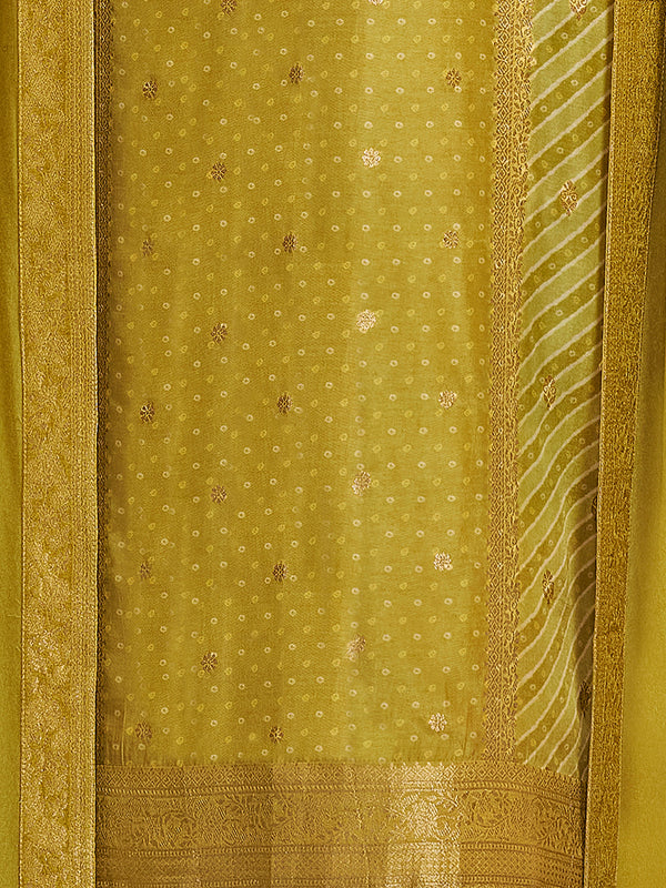 Mustard Yellow Premium Dola Silk Suit with Ethnic Motifs & Jacquard Detailing
