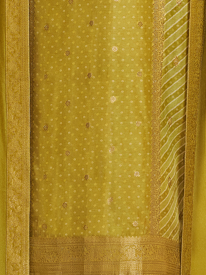 Mustard Yellow Premium Dola Silk Suit with Ethnic Motifs & Jacquard Detailing