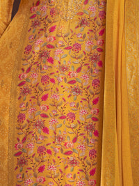 Yellow Premium Dola Silk Suit with Ethnic Motifs & Jacquard Detailing