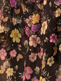 Black Dola Silk Suit with Ethnic Motifs and Embroidered Neckline