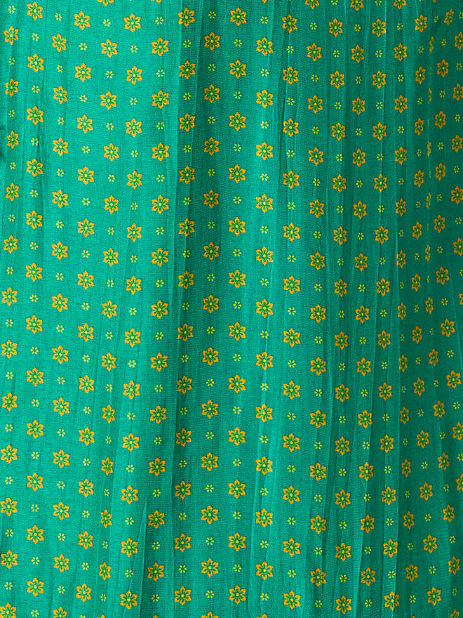 Sea Green Premium Russian Silk Suit with Ethnic Motifs & Embroidered Neckline