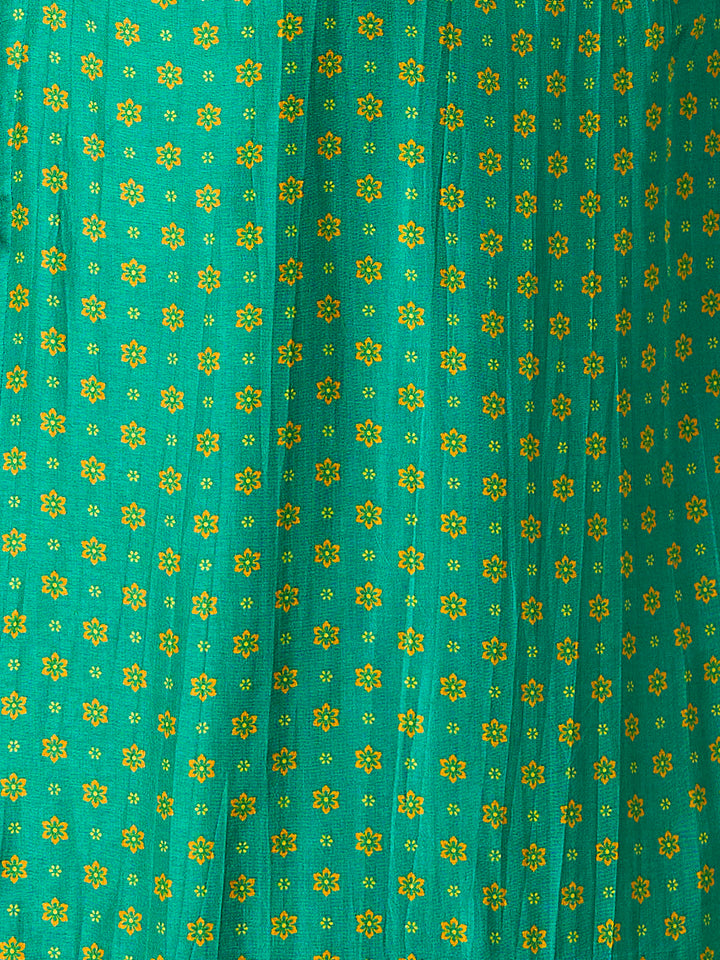 Sea Green Premium Russian Silk Suit with Ethnic Motifs & Embroidered Neckline