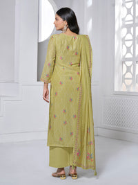 Olive Printed With Lace Work Straight Kurta With Dyed Trousers And Printed Dupatta