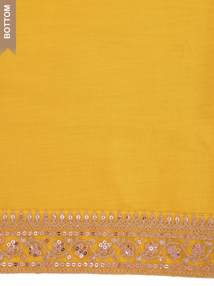 Yellow Chinon Embroidery Unstitched Salwar Suit