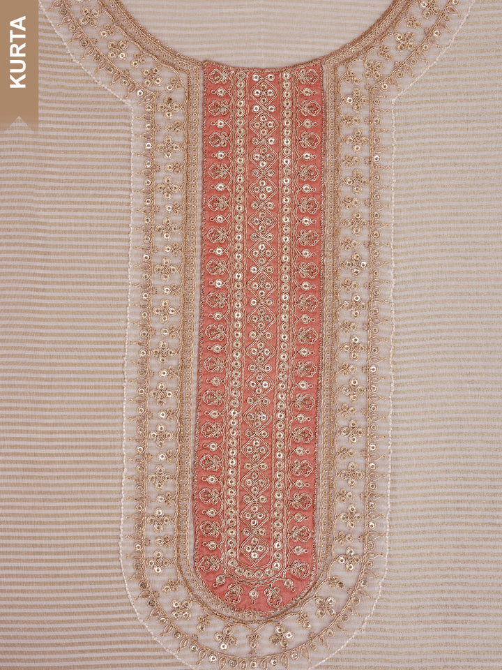 Off white Tissue peach contrast Unstitched Salwar Suit