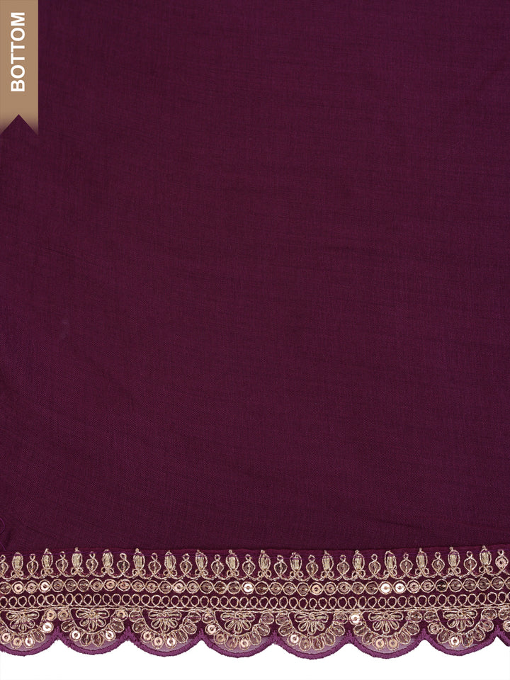 Purple Chinon Floral Printed Top Embroidered Unstitched Salwar Suit